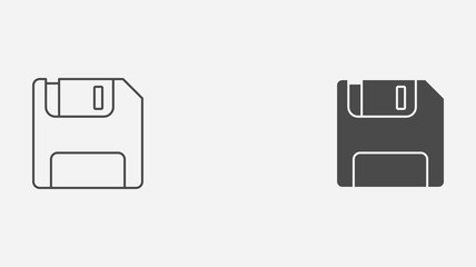 Floppy disk outline and filled vector icon sign symbol