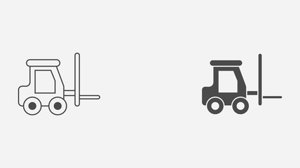 Forklift outline and filled vector icon sign symbol