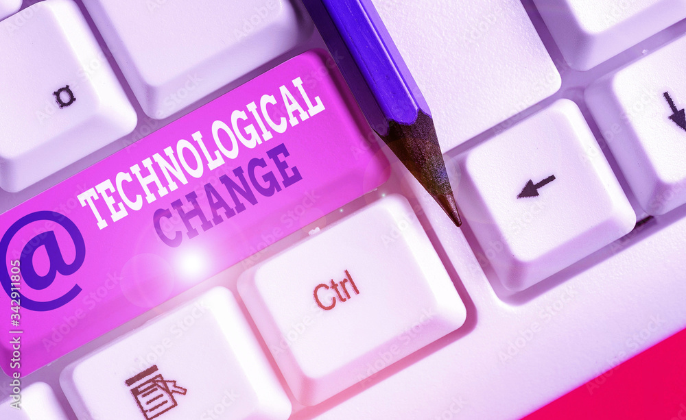 Poster conceptual hand writing showing technological change. concept meaning increase in the efficiency of 