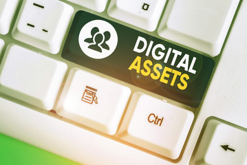 Text sign showing Digital Assets. Business photo text has value and can be owned but has no physical presence