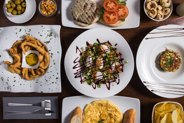 Set with dishes from spanish bar