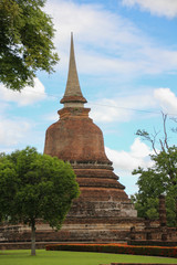 Stone stupa in the middle of the vegetation