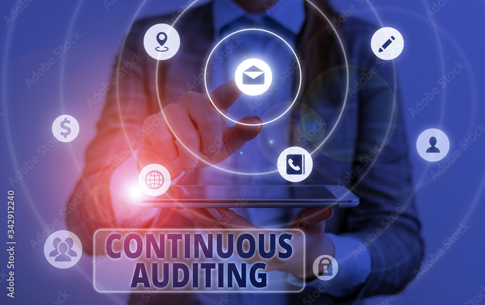 Poster conceptual hand writing showing continuous auditing. concept meaning internal process that examines 