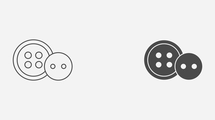 Clothes button outline and filled vector icon sign symbol