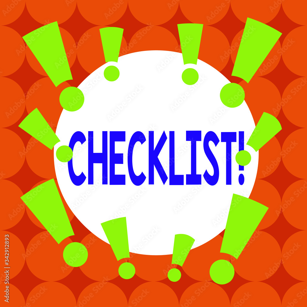 Fototapete writing note showing checklist. business concept for list items required things be done or points co