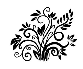 Obraz premium A monochrome abstraction of leaves and curls. Vector illustration