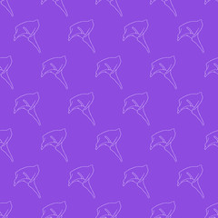 Beautiful pattern of callas on a lilac background.