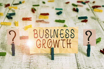 Conceptual hand writing showing Business Growth. Concept meaning process of improving some measure...