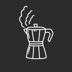 moka pot doodle icon, vector illustration
