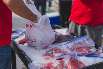 raw fish at the market