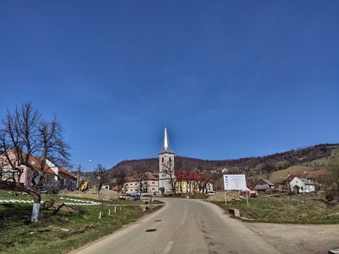 Slatinita Orthodox Church,country road in Slatinita BISTRITA Romania,2020