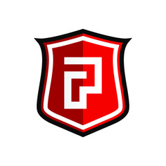 Obraz premium Initial Letter P with Shield Logo Design