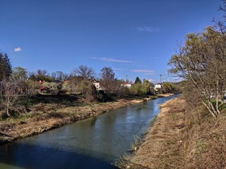 Fototapeta na wymiar Bistrita, Bistrita River and the bridge at Codrisor,2020