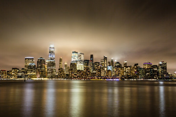 Fog rolling over New York City skyline