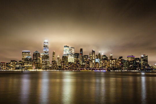 Fog rolling over New York City skyline