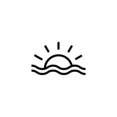 sunset icon vector simple design in outline style design on white background