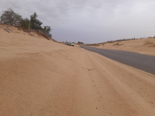 Sand dunes in desert on Algeria