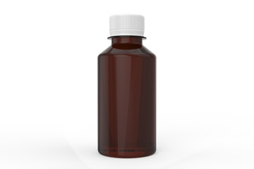 3d Illustration, Amber bottle Mock-up with white cap, Photo-realistic packaging mockup template