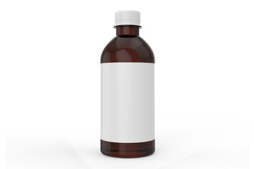 3d Illustration, Amber bottle Mock-up with white cap, Photo-realistic packaging mockup template