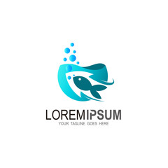 Fish logo, Ornamental fish logo in the aquarium