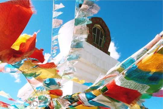 Low Angle View Of Prayer Flags