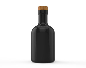 3d rendering, Black Oil bottle with wood lid