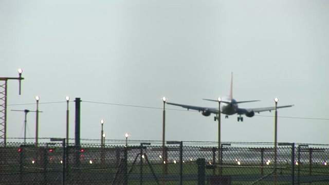 Passenger plane flying low overhead