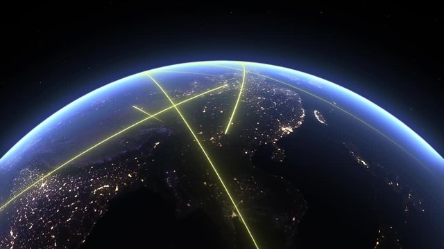 Planet Earth, view from space. 3d 4K animation of terrestrial globe.