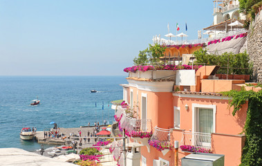 Colorful Villas Overlooking the town of Positano on Italy's Amalfi Coast.