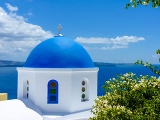 Fototapeta na wymiar Traditional church in Santorini island, Cyclades, Greece