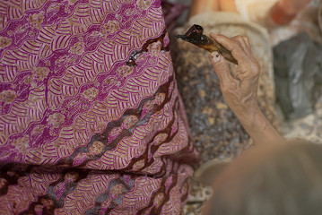 Surakarta Indonesia January 17 2020 : Beautiful Batik Motif of Surakarta Indonesia is a traditional culture from Indonesia with bokeh background, Batik Tulis