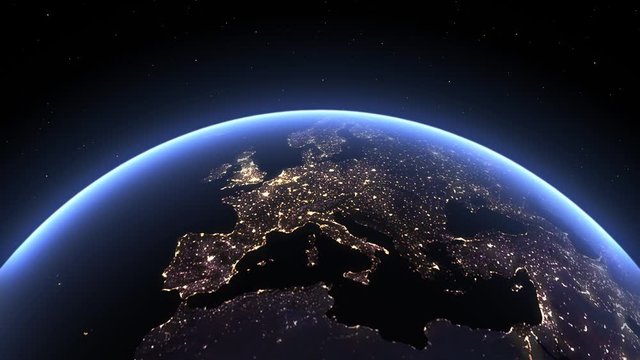 Planet Earth, view from space. 3d 4K animation of terrestrial globe.