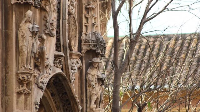 Ecclesiastical figures on the facade of a cathedral