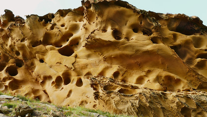 Obraz premium Cantabrian Sea coast in the Basque Country. Erosion on the rocks of Mount Jaizkibel.