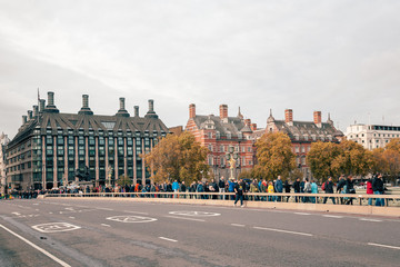 Fototapeta premium London, UK - November 09, 2020: view on the London street life and architecture near Buckingham Palace