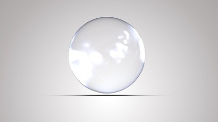 White glass ball. White sphere on a white background, 3d illustration 