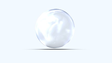 Fototapeta na wymiar White glass ball. White sphere on a white background, 3d illustration 