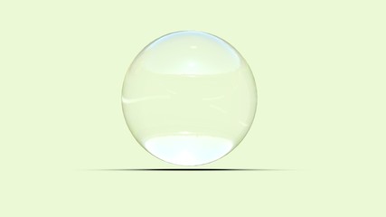 White glass ball. White sphere on a white background, 3d illustration 