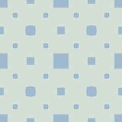 Obraz na płótnie Canvas Vector geometric seamless pattern with small squares, dots. Subtle minimalist background in light green and blue color. Abstract minimal repeated texture. Vintage design for decor, fabric, wallpapers