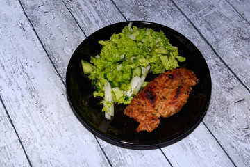 baked chicken and fresh spring salad