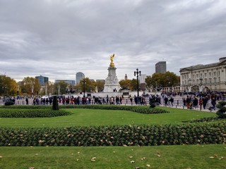 London, UK - November 09, 2020: view on the London street life and architecture near Buckingham...