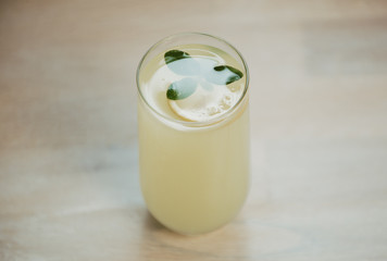 Refreshment Summer drink. Traditional lemonade with lemon mint.