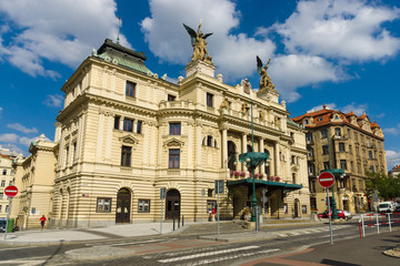 Fototapeta na wymiar Vinohrady Theatre (Czech: Divadlo na Vinohradech), built in 1905. Prague. Czech Republic.
