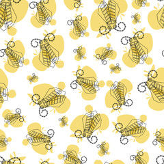 A pattern of stylized beetles