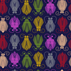 Fototapeta na wymiar A pattern of stylized beetles