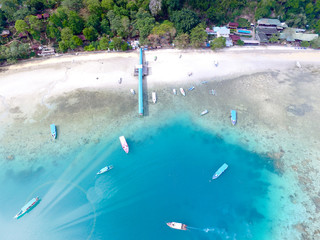 Bunaken Indonesia 3 April 2020: Aerial Bunaken port Indonesia salah satu spot diving terindah di dunia
