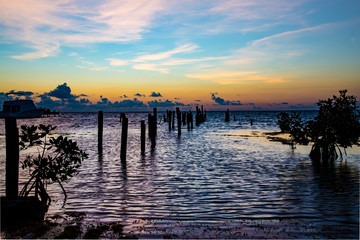 Fototapeta na wymiar Colorful sunrise in Caribbean waters