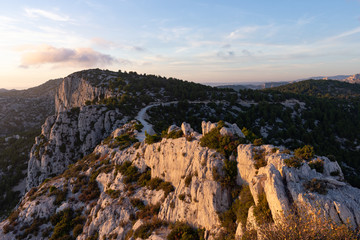Coucher de soleil au belvédère de Sugiton, Marseille