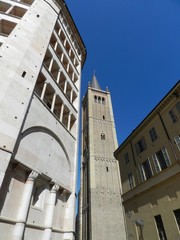 Fototapeta na wymiar Parma, Italy, Baptistery and Cathedral Tower
