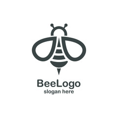 Bee simple logo design vector